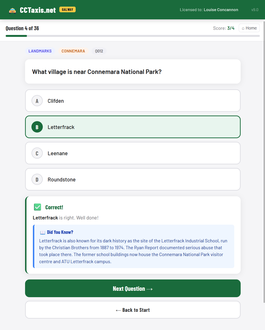 SPSV learning mode and instant feedback